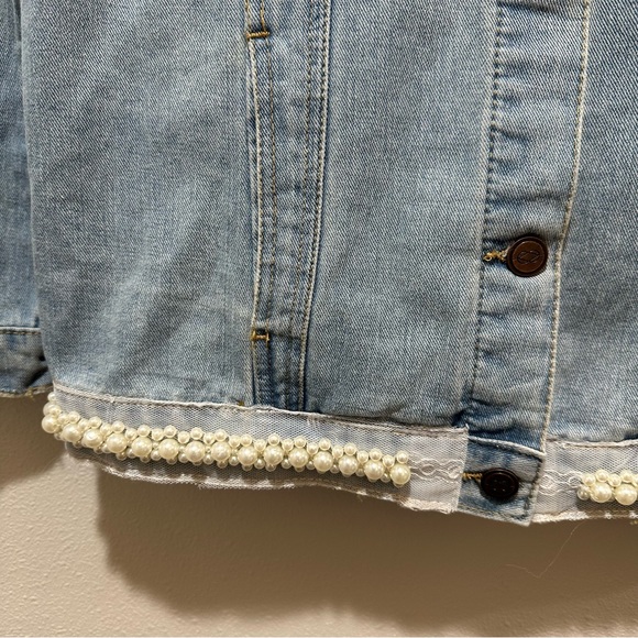 ONE 5 ONE Pearl Embellished Denim Jacket - Picture 2 of 12